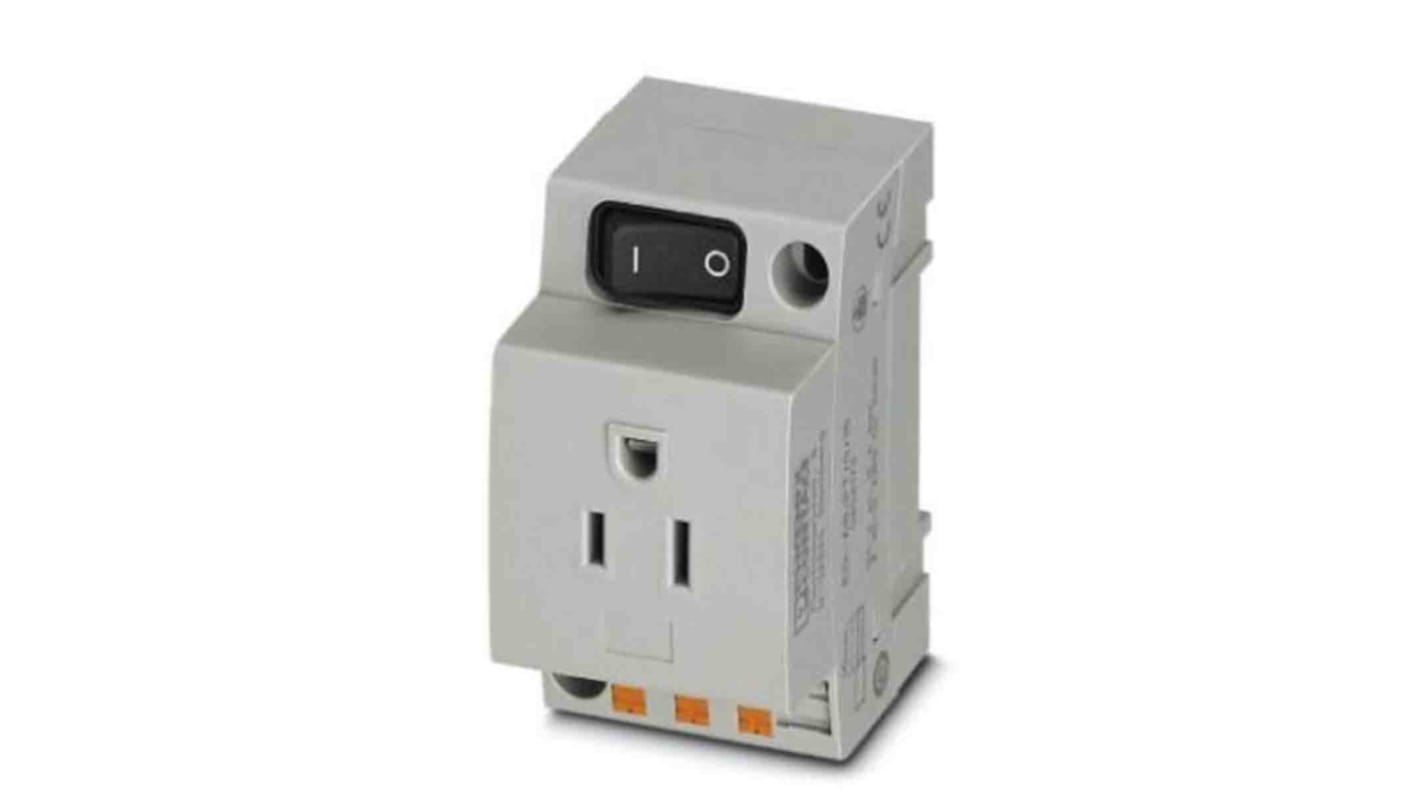 Prise secteur Femelle Phoenix Contact, 125 V, 15A, Rail DIN