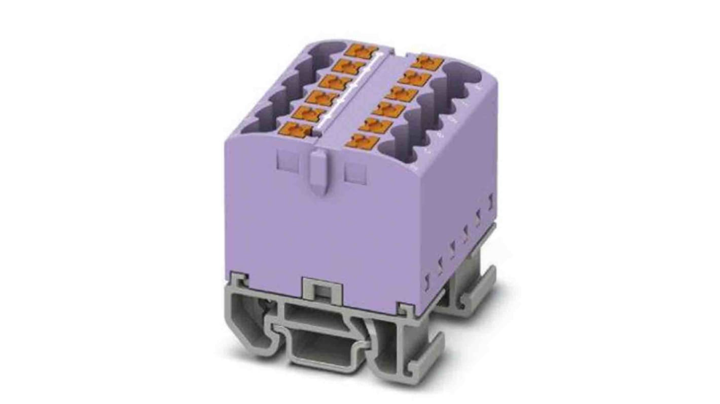 Phoenix Contact Distribution Block, 12 Way, 4mm², 24A, 690 V, Violet