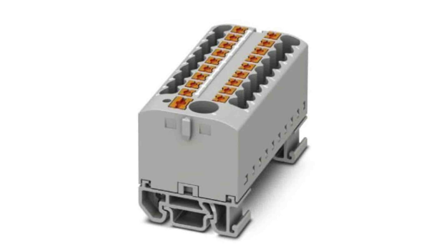 Phoenix Contact Distribution Block, 19 Way, 4mm², 24A, 690 V, Grey