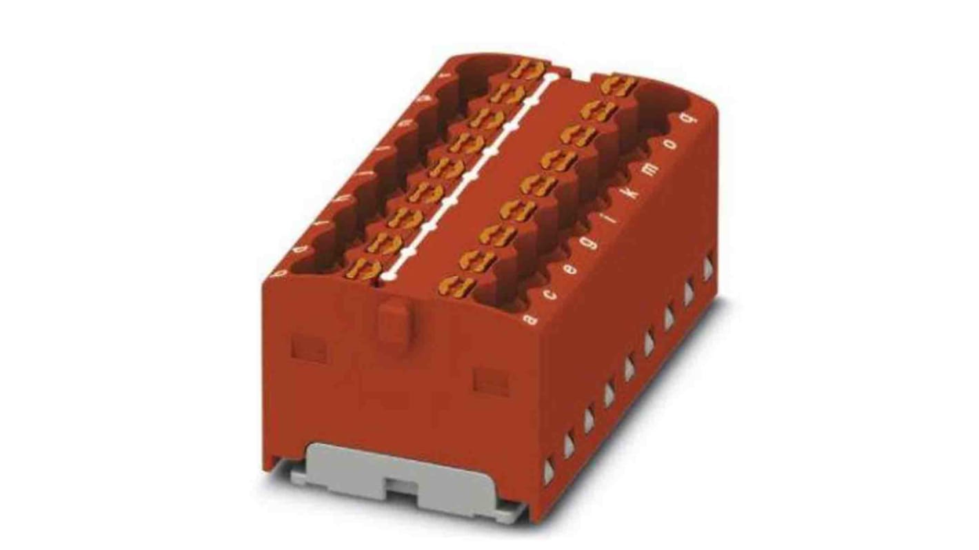 Phoenix Contact Distribution Block, 18 Way, 2.5mm², 17.5A, 450 V, Red