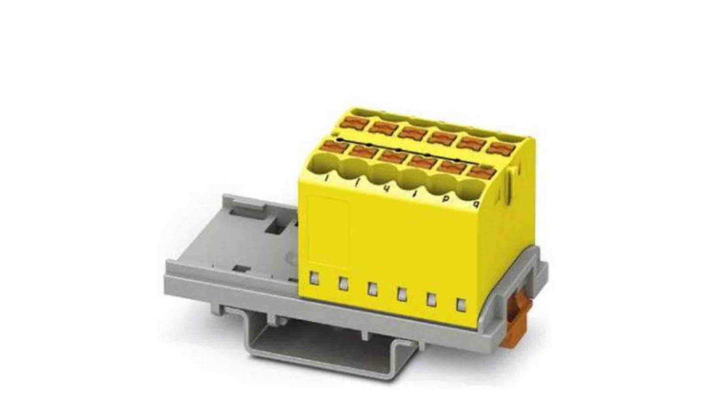 Phoenix Contact Distribution Block, 12 Way, 4mm², 24A, 690 V, Yellow