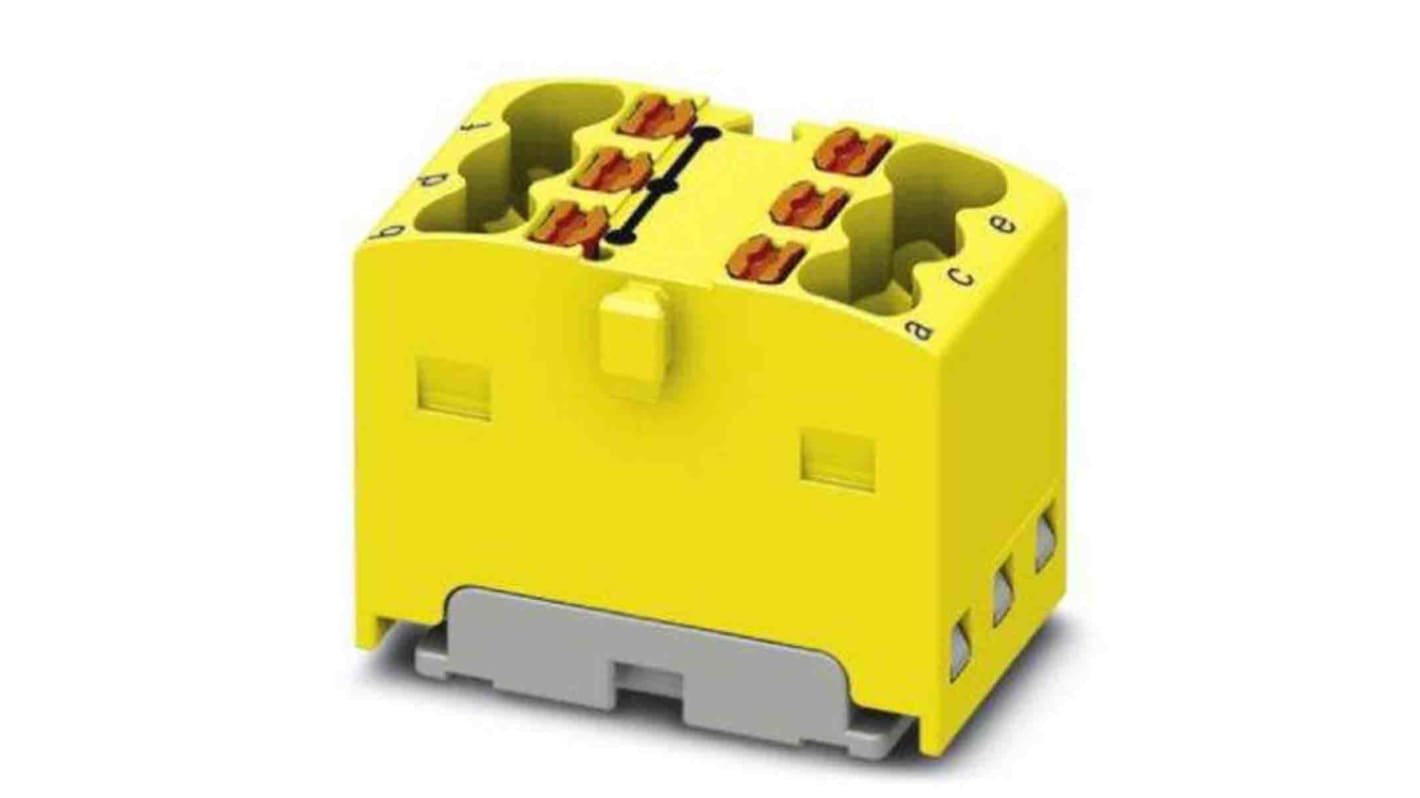Phoenix Contact Distribution Block, 6 Way, 2.5mm², 17.5A, 450 V, Yellow