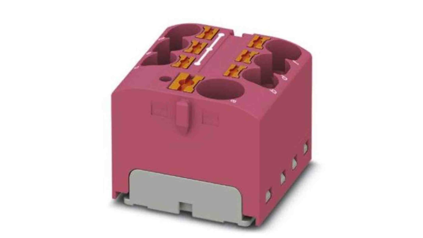 Phoenix Contact Distribution Block, 7 Way, 6mm², 32A, 450 V, Pink