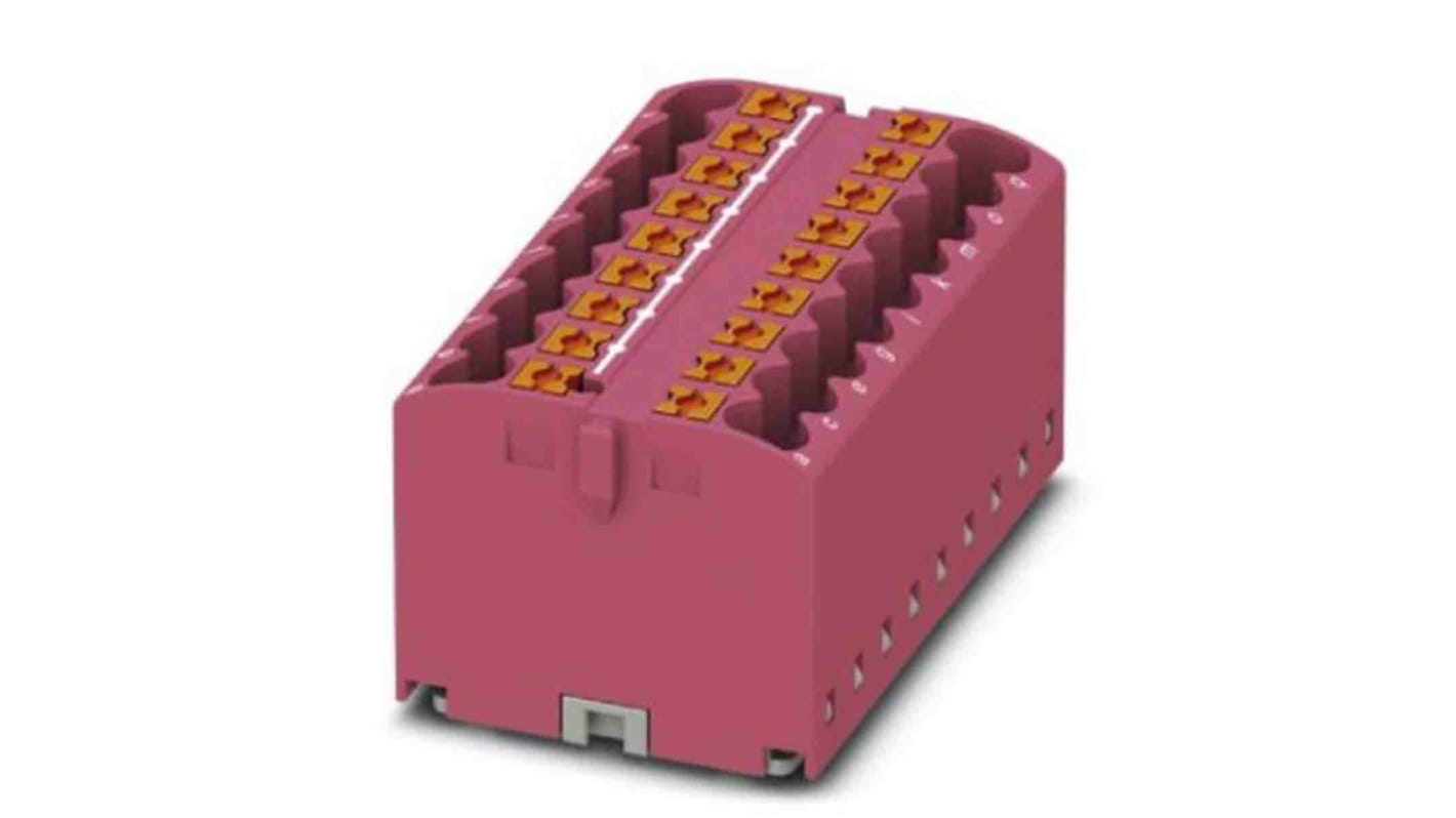 Phoenix Contact Distribution Block, 18 Way, 4mm², 24A, 450 V, Pink