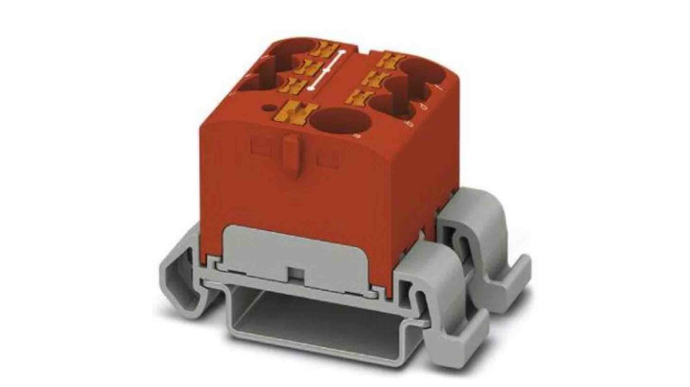 Phoenix Contact Distribution Block, 7 Way, 0.2 → 6mm², 32A, 450 V, Red