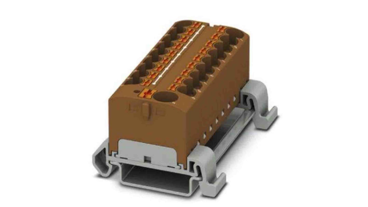 Phoenix Contact Distribution Block, 19 Way, 0.2 → 6mm², 32A, 800 V, Brown
