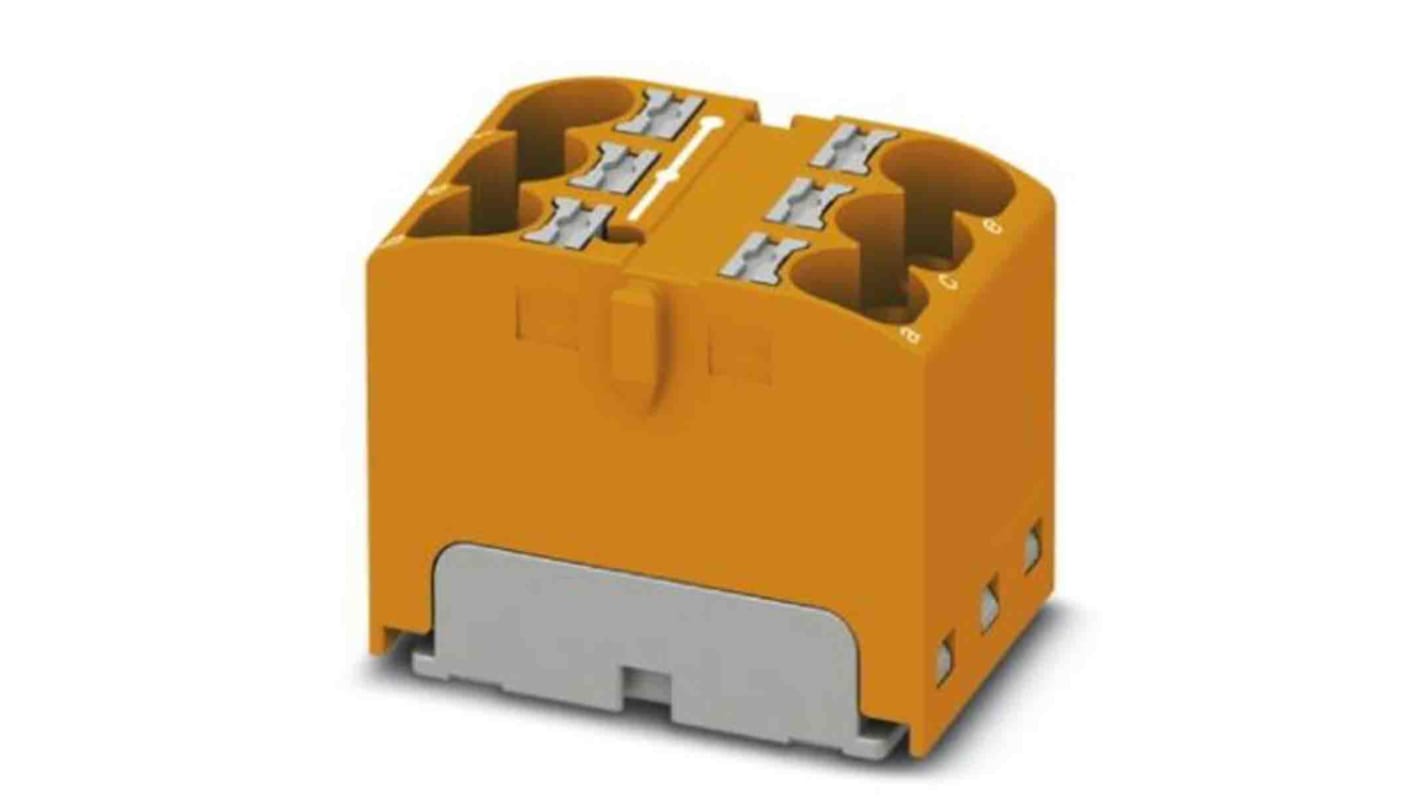 Phoenix Contact Distribution Block, 6 Way, 0.2 → 6mm², 32A, 630 V, Orange