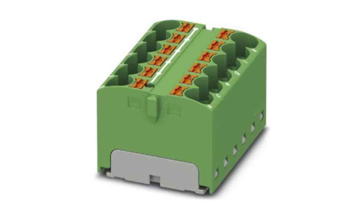 Phoenix Contact Distribution Block, 12 Way, 6mm², 32A, 450 V, Green