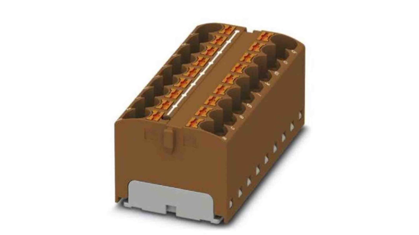 Phoenix Contact Distribution Block, 18 Way, 6mm², 32A, 450 V, Brown