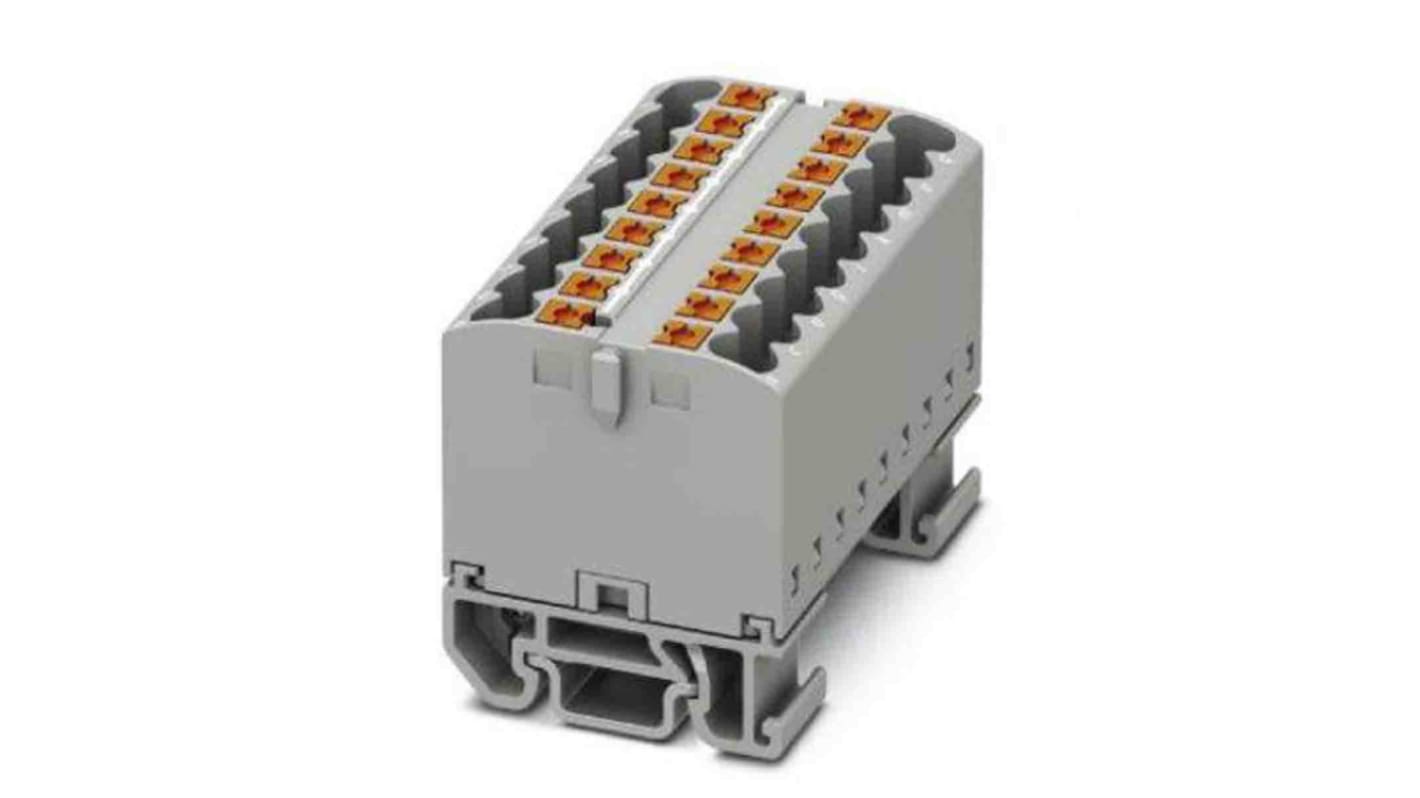 Phoenix Contact Distribution Block, 18 Way, 4mm², 24A, 690 V, Grey