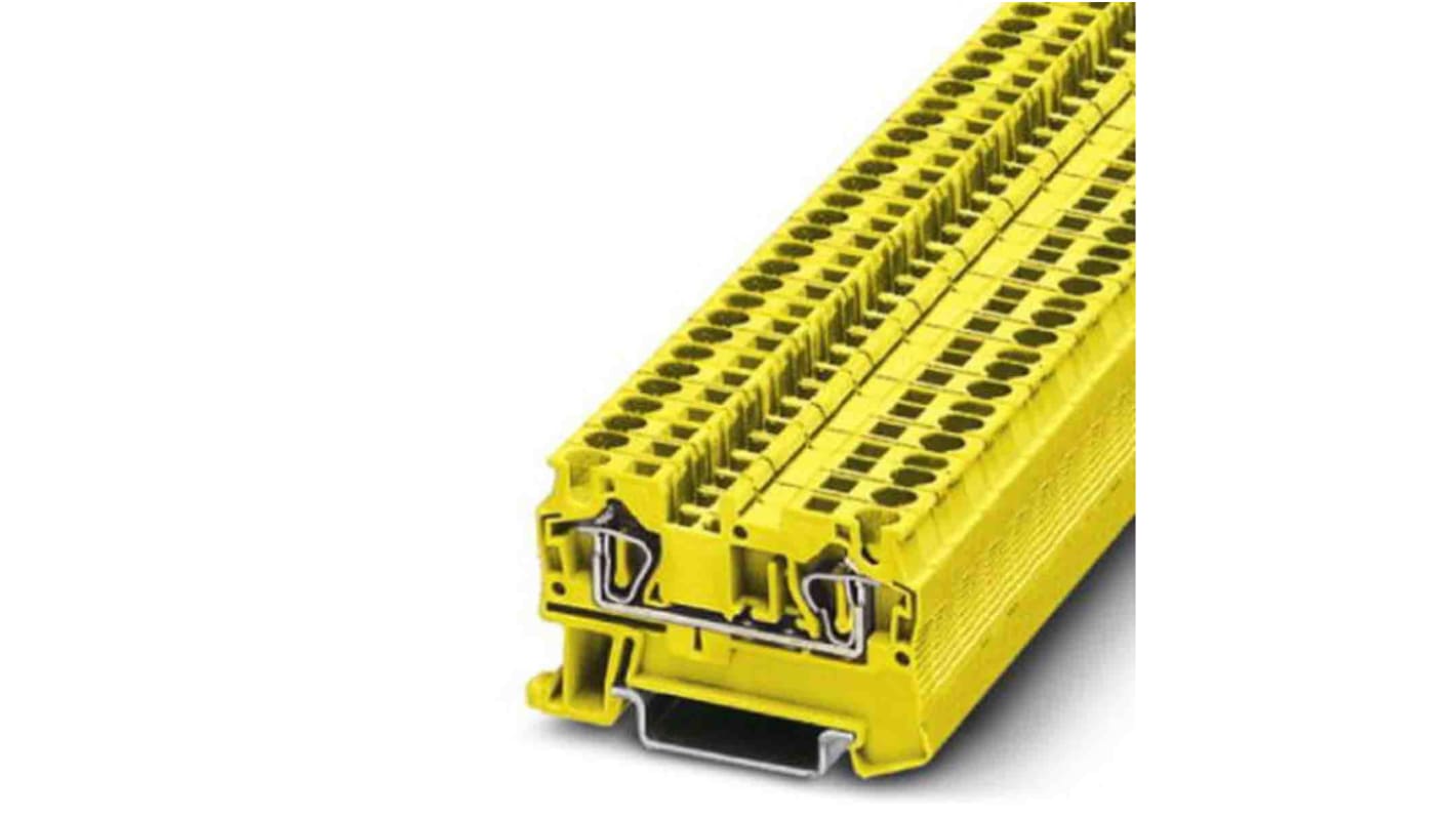 Phoenix Contact ST 4 Series Yellow Feed Through Terminal Block, 0.08 → 6mm², Spring Clamp Termination, ATEX,