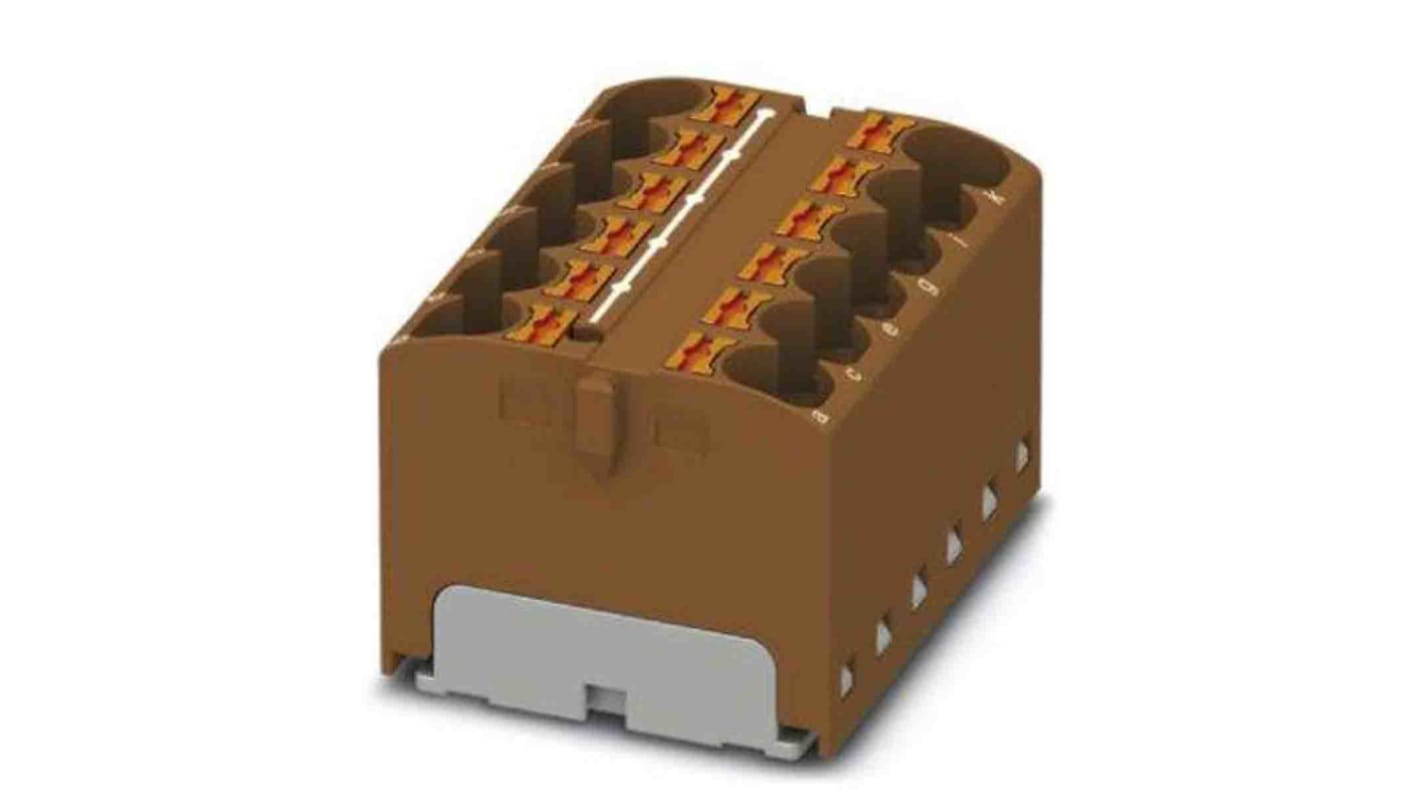 Phoenix Contact Distribution Block, 12 Way, 6mm², 32A, 450 V, Brown