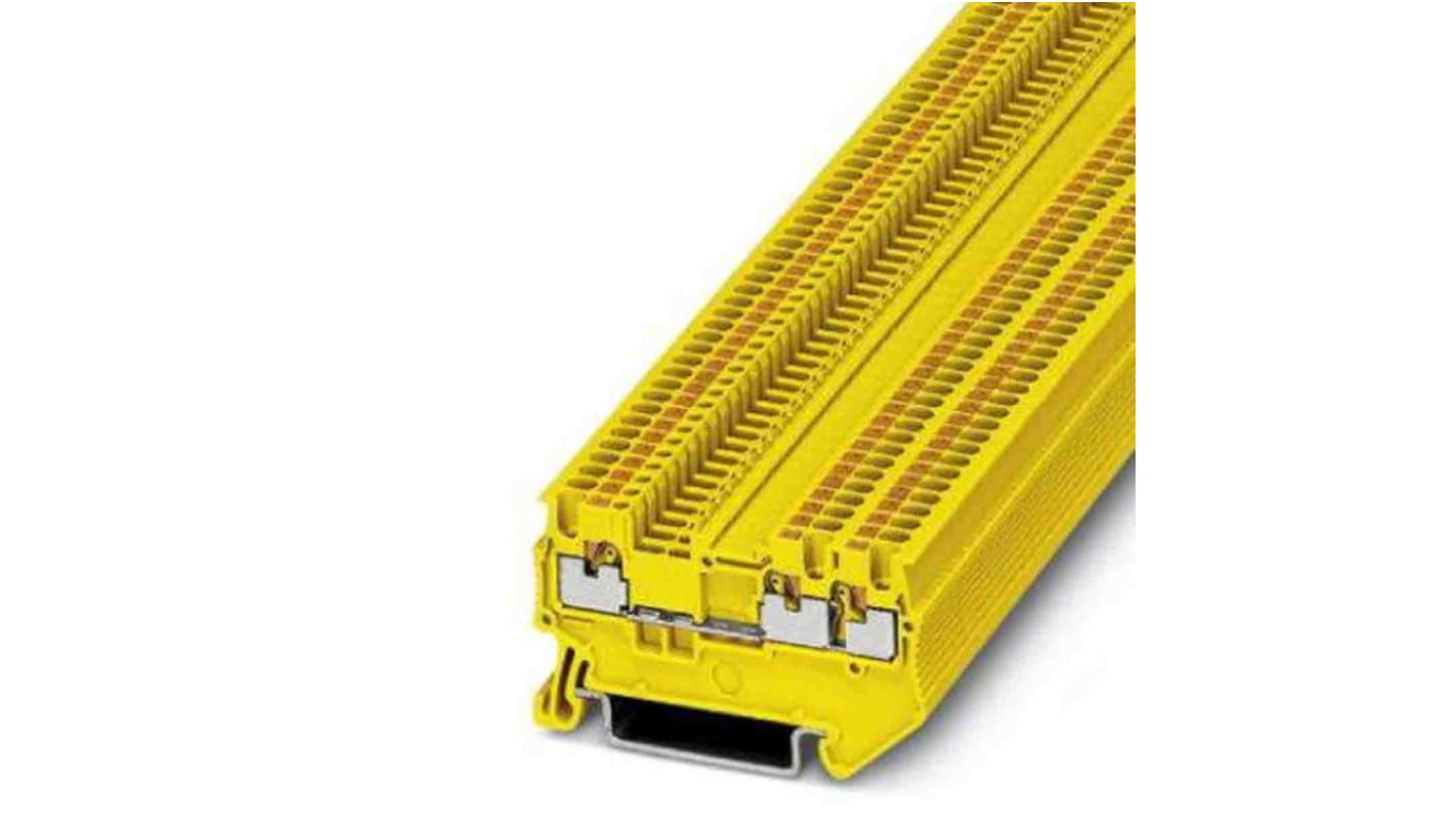 Phoenix Contact PT 1,5 Series Yellow Feed Through Terminal Block, 0.14 → 1.5mm², Push In Termination, ATEX, IECEx