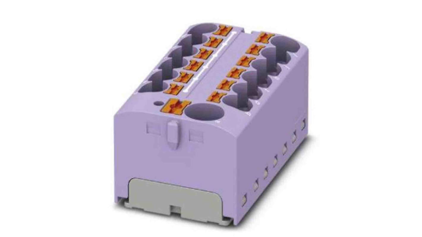 Phoenix Contact Distribution Block, 13 Way, 6mm², 32A, 450 V, Violet