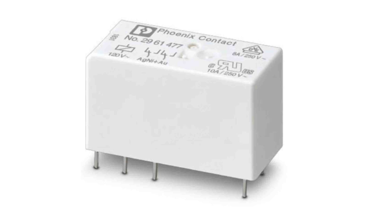 Phoenix Contact PCB Mount Power Relay, 120V ac Coil, 10A Switching Current, DPDT