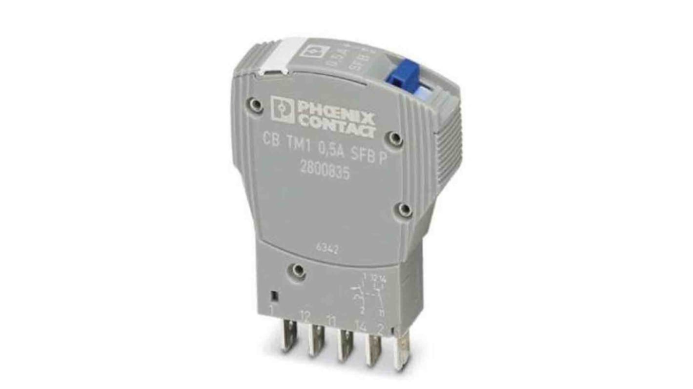 Phoenix Contact Trabtech Thermal Circuit Breaker - CB TM1  Single Pole 50V dc Voltage Rating, 500mA Current Rating
