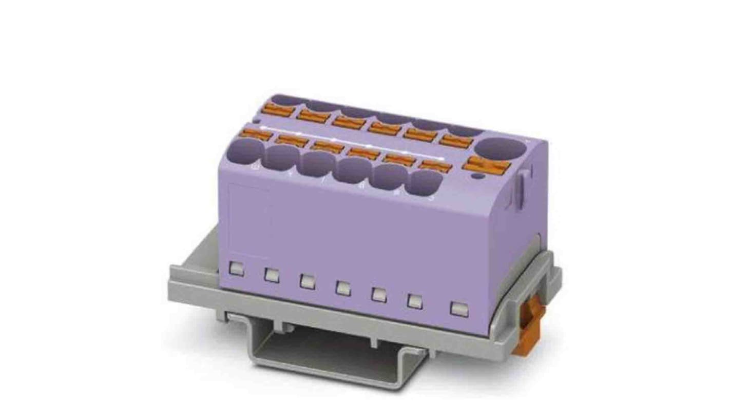 Phoenix Contact Distribution Block, 13 Way, 0.2 → 6mm², 32A, 800 V, Violet