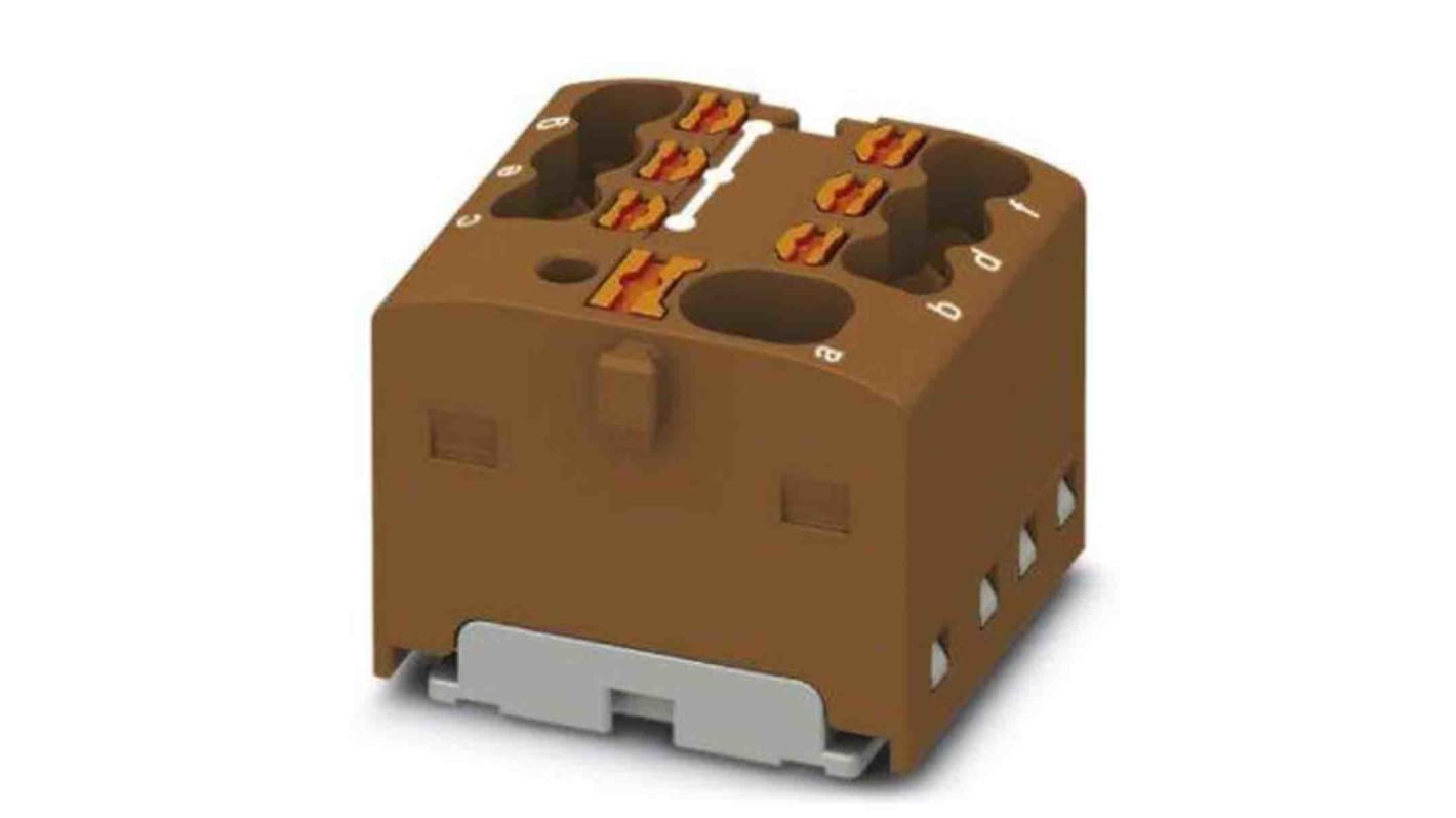 Phoenix Contact Distribution Block, 7 Way, 2.5mm², 17.5A, 450 V, Brown