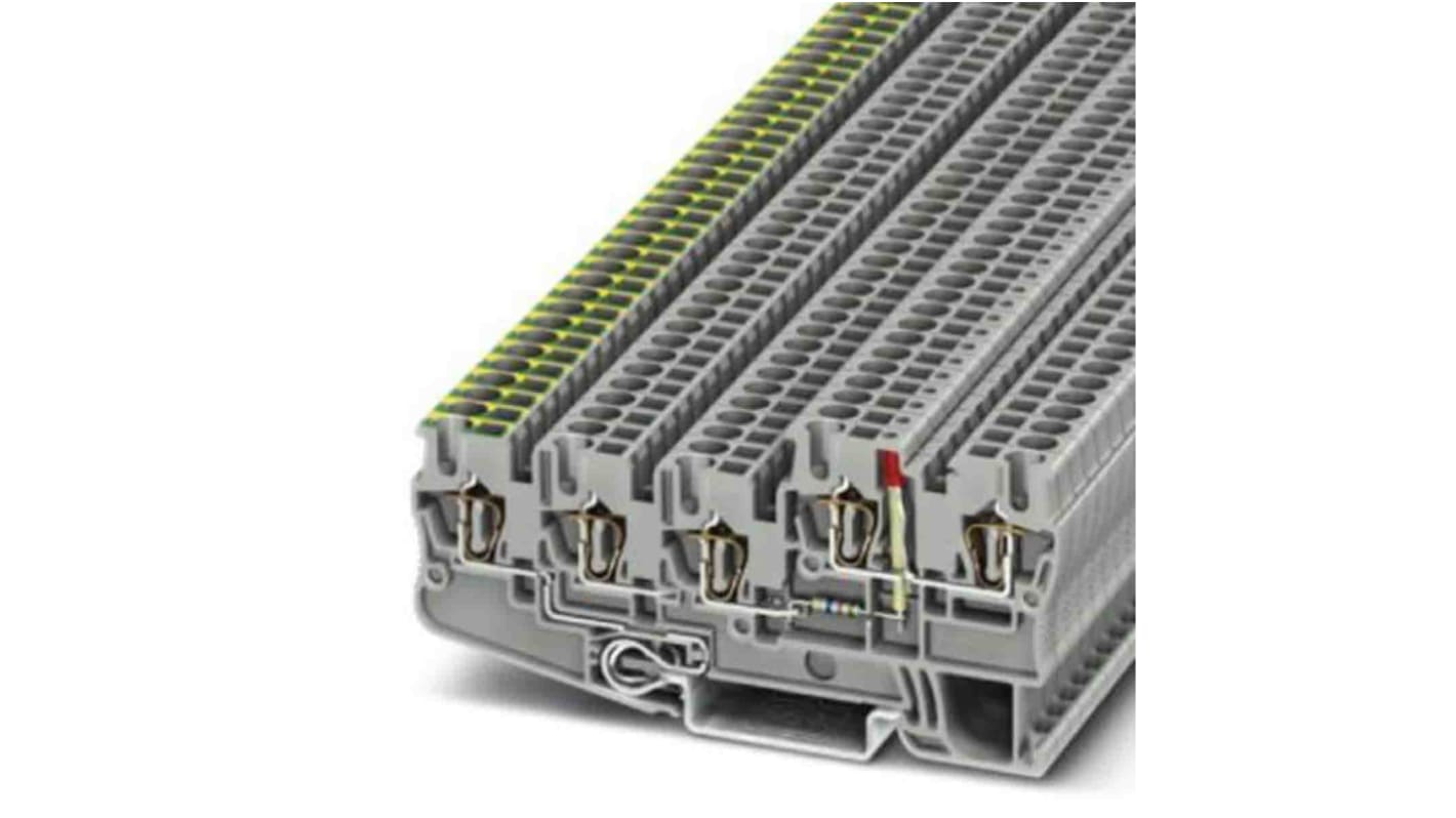 Phoenix Contact DIN レール端子台, 28 → 12AWG, スプリングクランプ