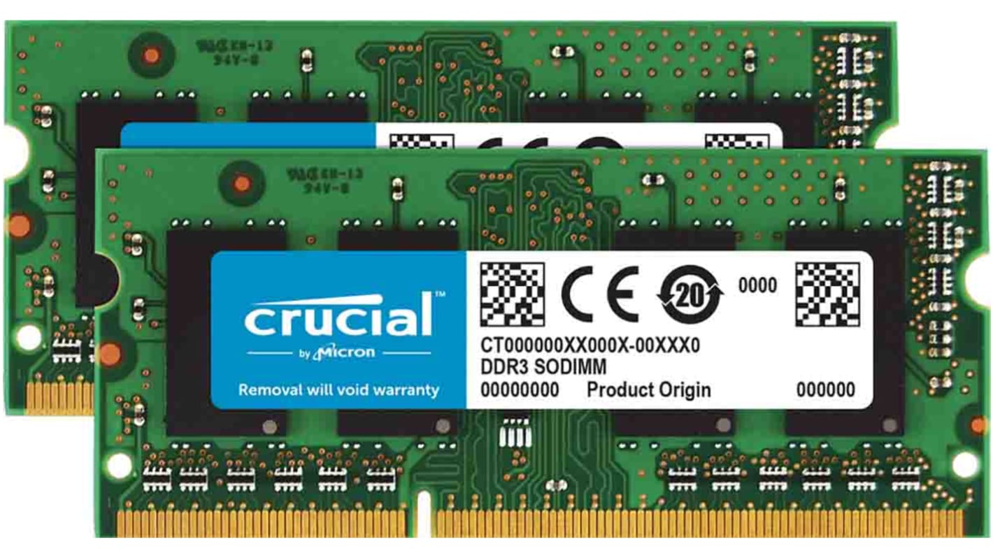 Crucial 16 GB DDR3 Laptop RAM, 1600MHz, SODIMM, 1.35, 1.5V