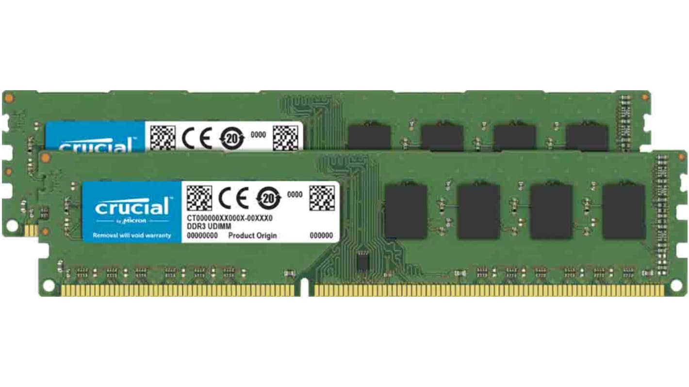 Crucial 8 GB DDR3 Desktop RAM, 1600MHz, UDIMM, 1.35V