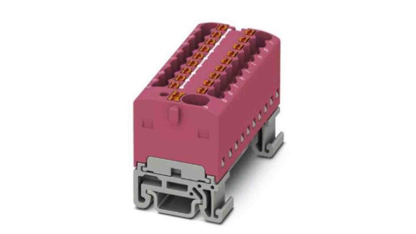 Phoenix Contact Distribution Block, 19 Way, 2.5mm², 17.5A, 500 V, Pink