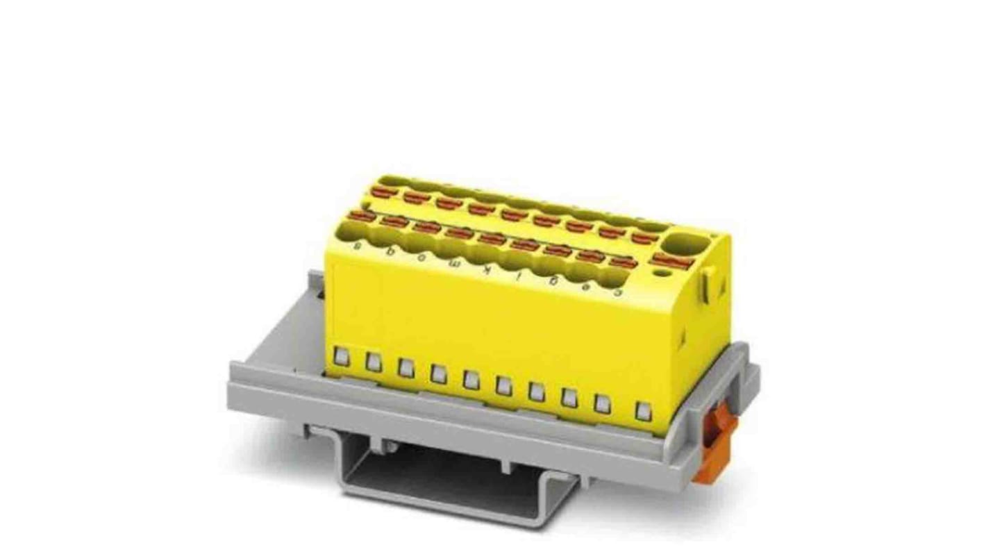 Phoenix Contact Distribution Block, 19 Way, 2.5mm², 17.5A, 500 V, Yellow