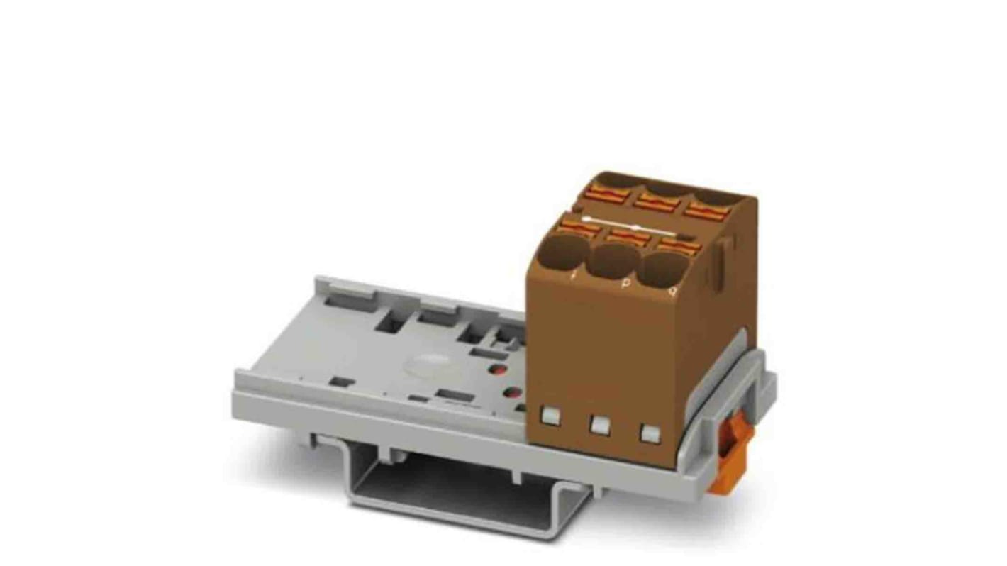 Phoenix Contact Distribution Block, 6 Way, 0.2 → 6mm², 32A, 800 V, Brown