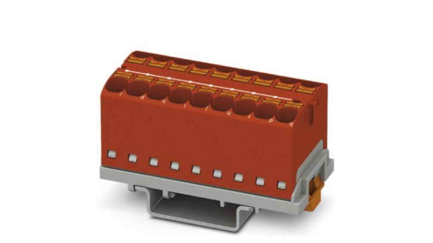 Phoenix Contact Distribution Block, 18 Way, 0.2 → 6mm², 32A, 800 V, Red