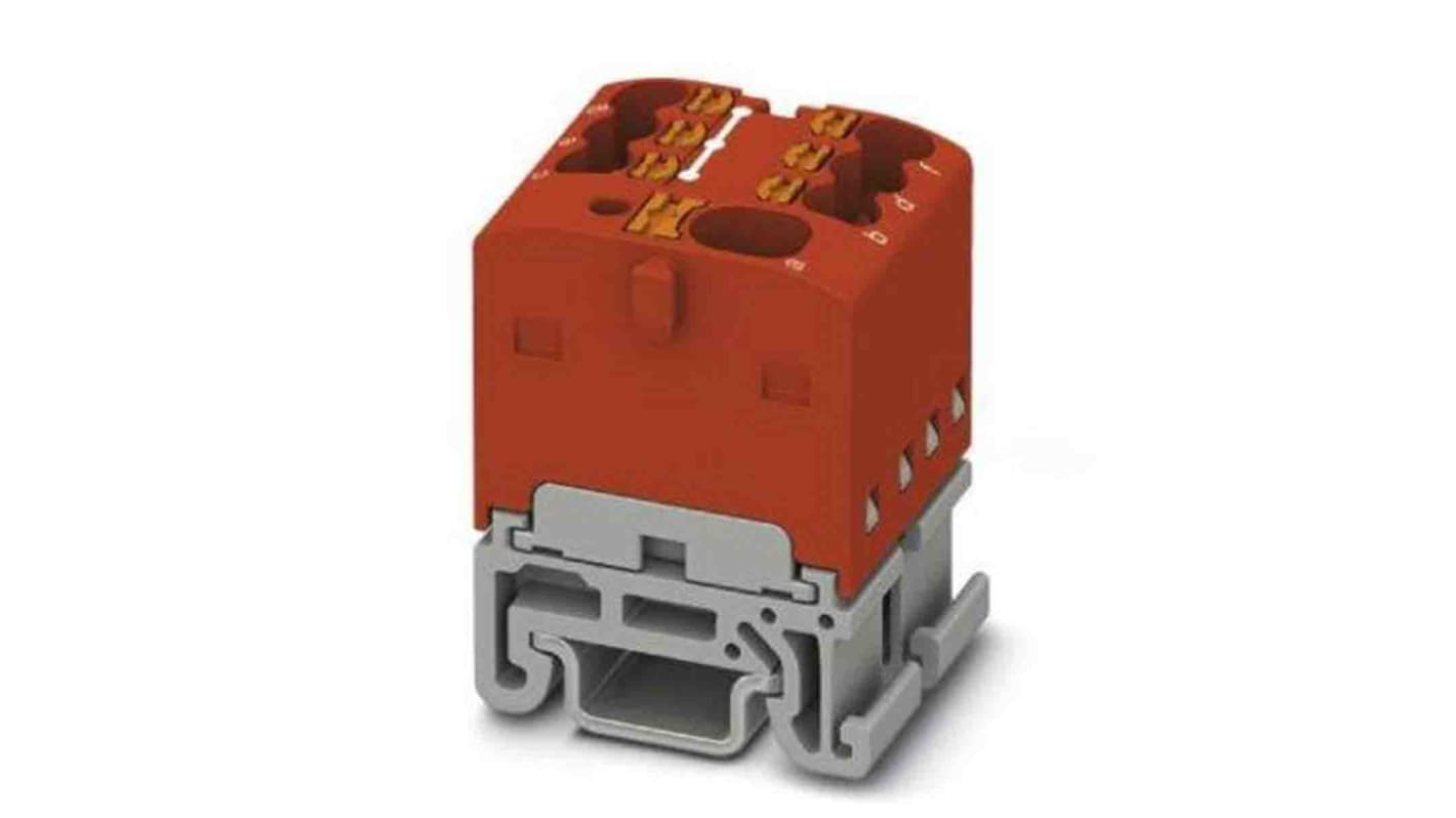 Bloque de distribución, 7 vías, 17.5A, 500 V