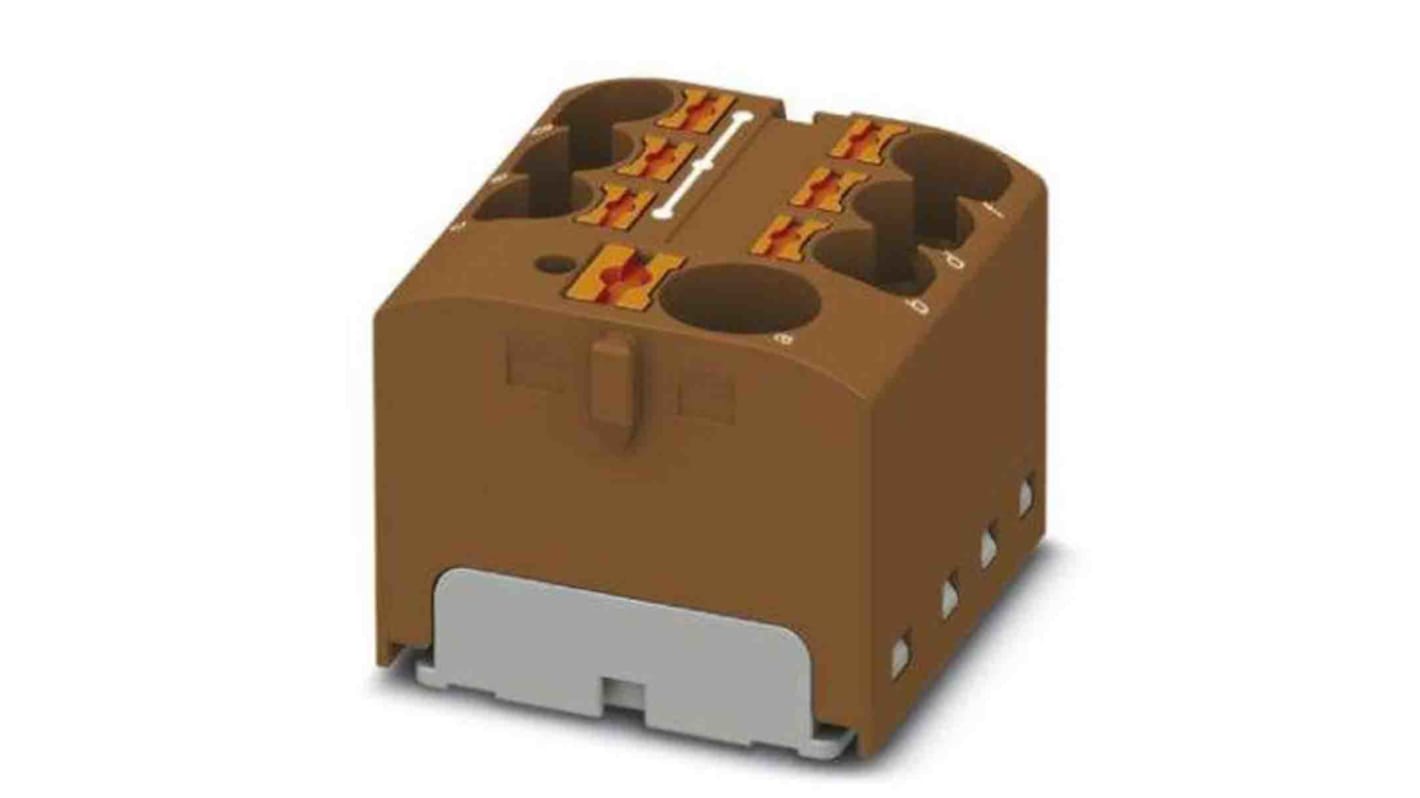 Phoenix Contact Distribution Block, 7 Way, 6mm², 32A, 450 V, Brown
