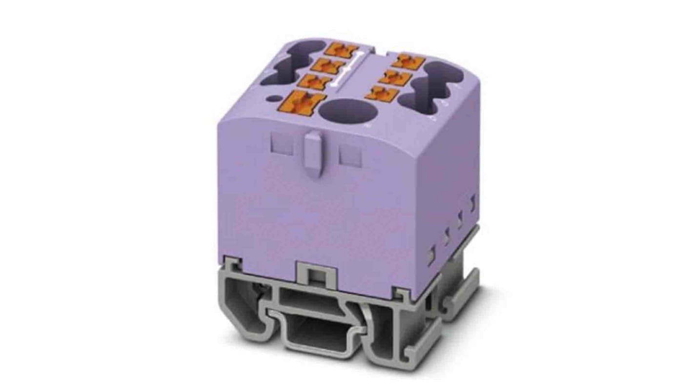 Phoenix Contact Distribution Block, 7 Way, 4mm², 24A, 690 V, Violet