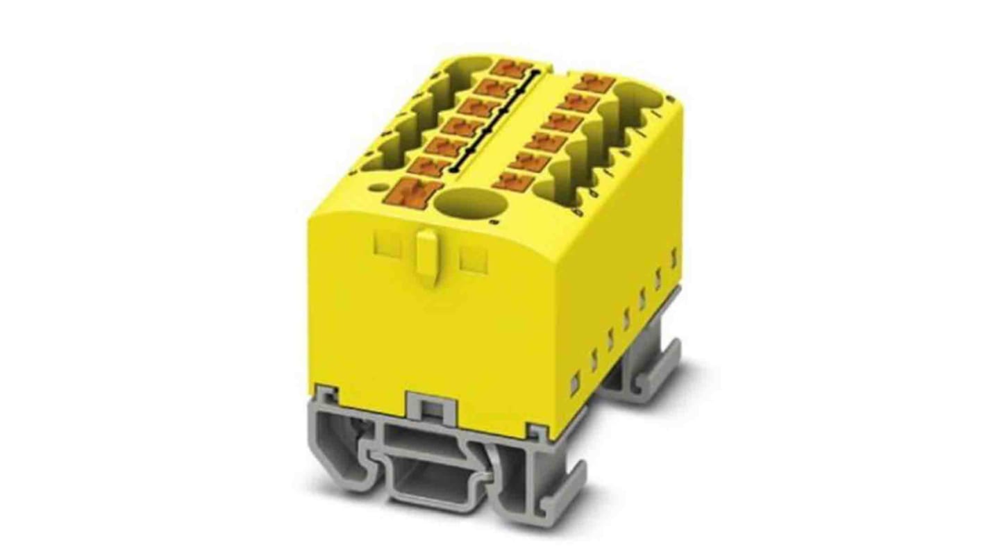 Phoenix Contact Distribution Block, 13 Way, 4mm², 24A, 690 V, Yellow