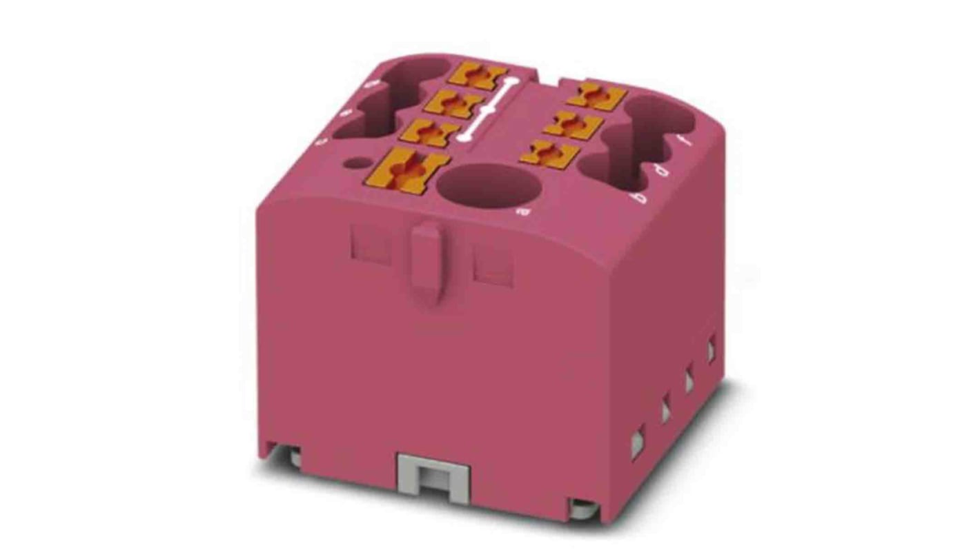 Phoenix Contact Distribution Block, 7 Way, 0.14 → 4mm², 24A, 450 V, Pink