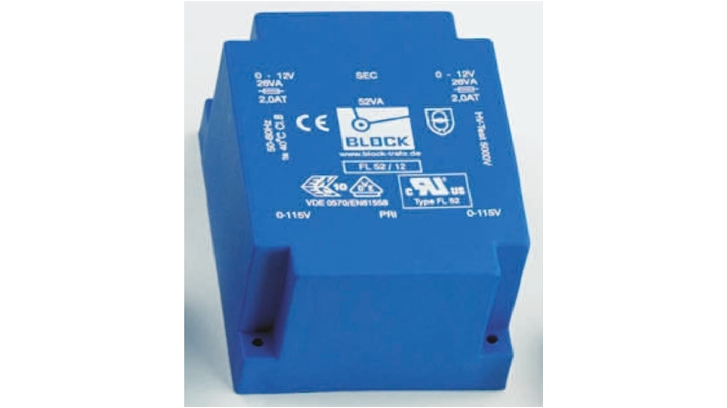 Block 9V ac 2 Output Through Hole PCB Transformer, 42VA