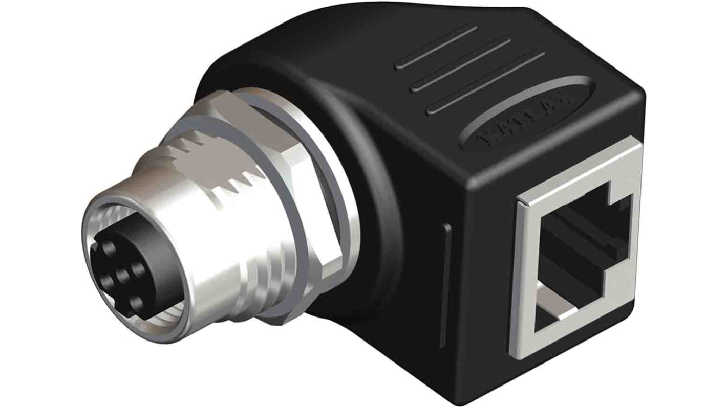 RS PRO Right Angle 1 Pole M12 Socket to 1 Pole Socket Adapter