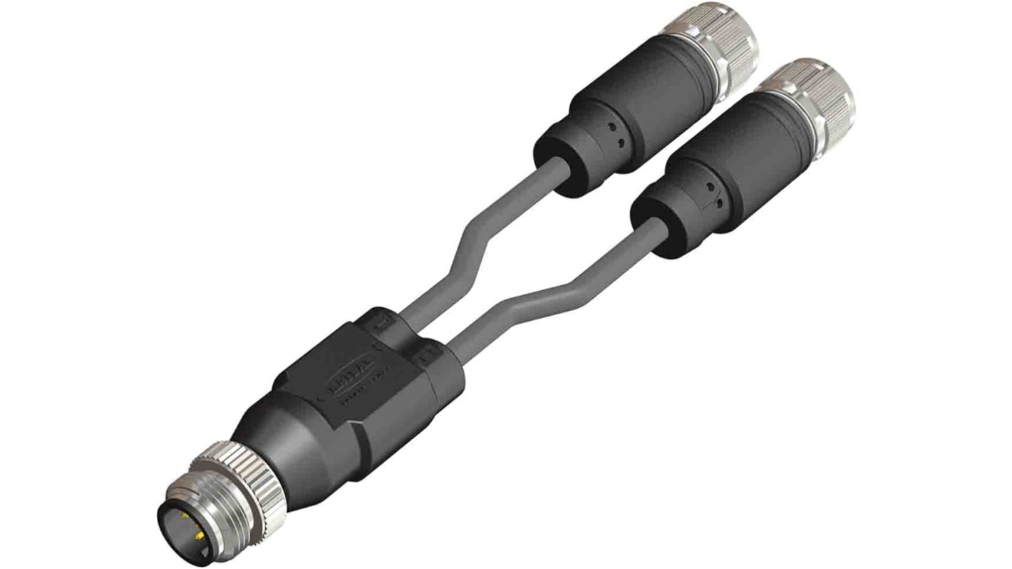 RS PRO 5 leder M12 til M12 Y-splitter sensorkabel, 1m kabel