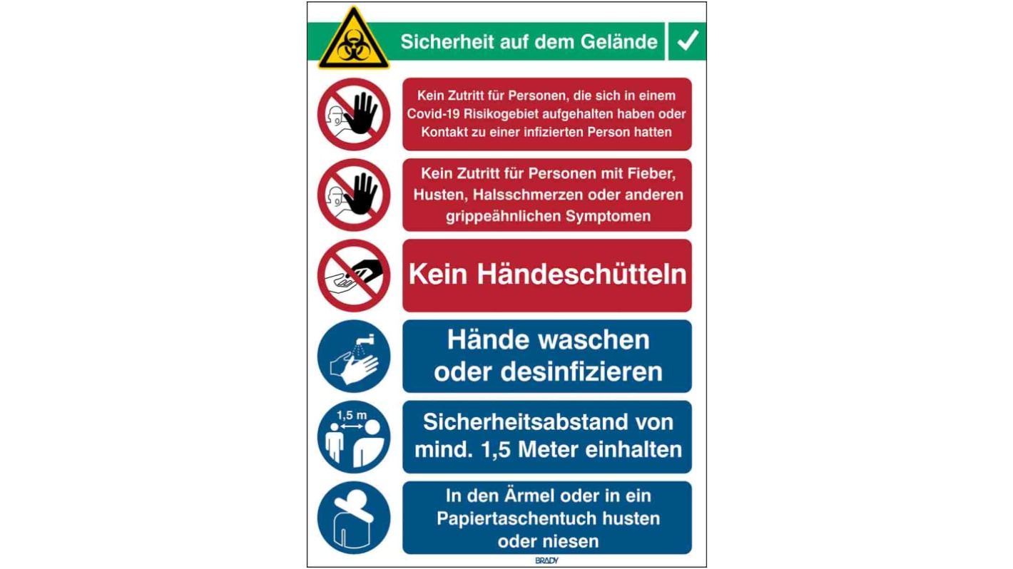 Safety Wall Chart, Polypropylene B-7527, German, 371 mm, 262mm