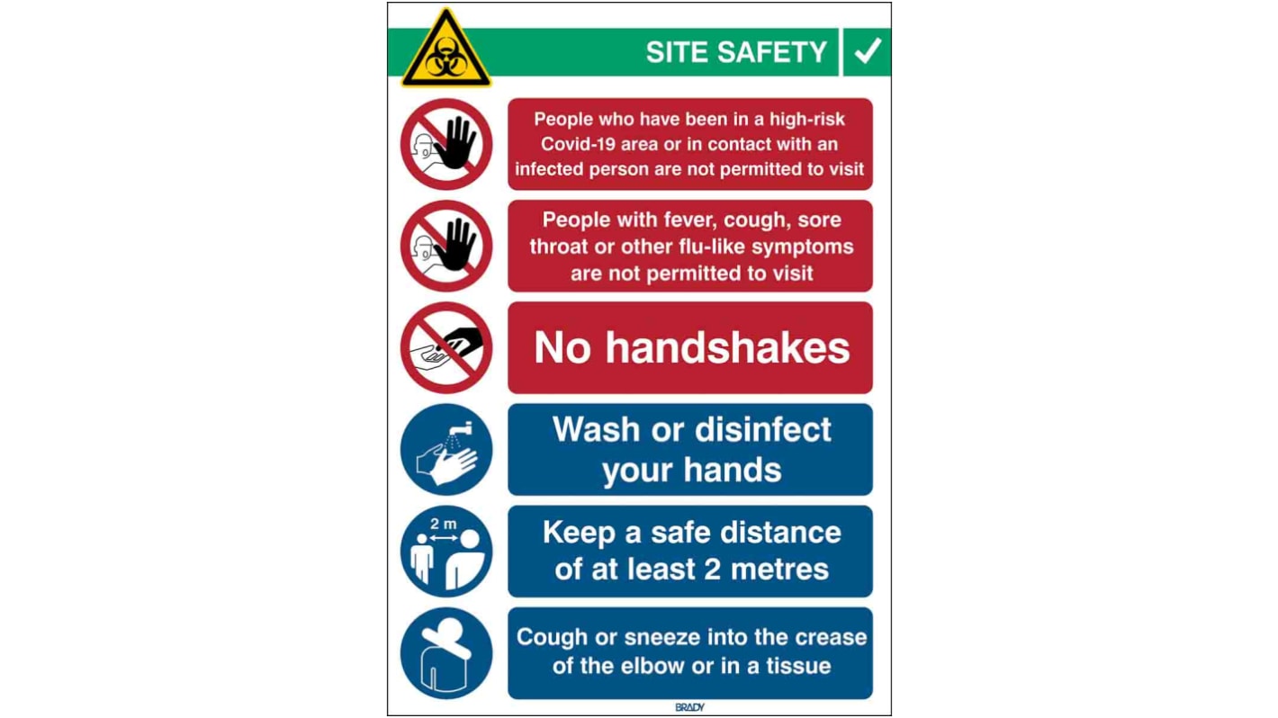Safety Wall Chart, Polypropylene B-7527, English, 371 mm, 262mm
