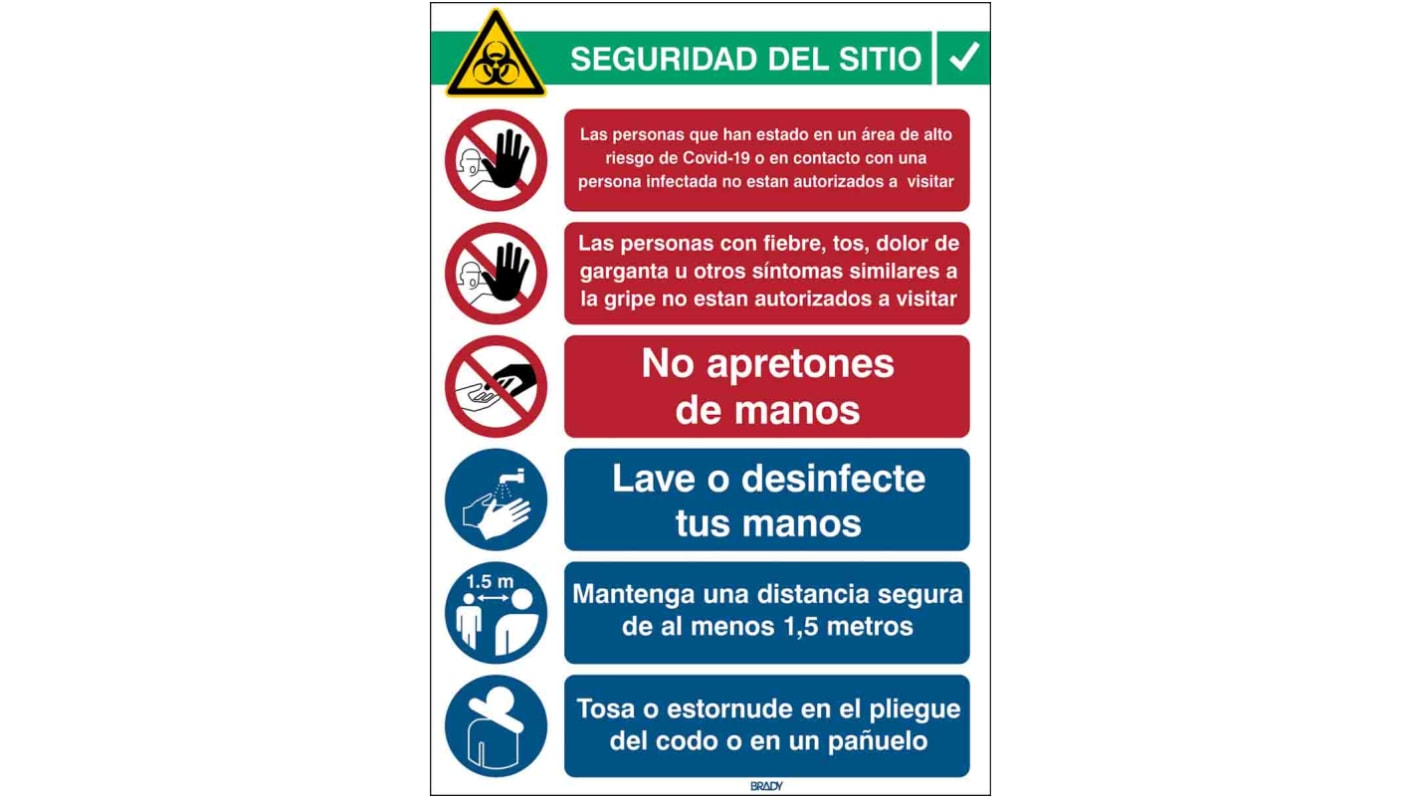 Safety Wall Chart, Polypropylene B-7527, Spanish, 371 mm, 262mm