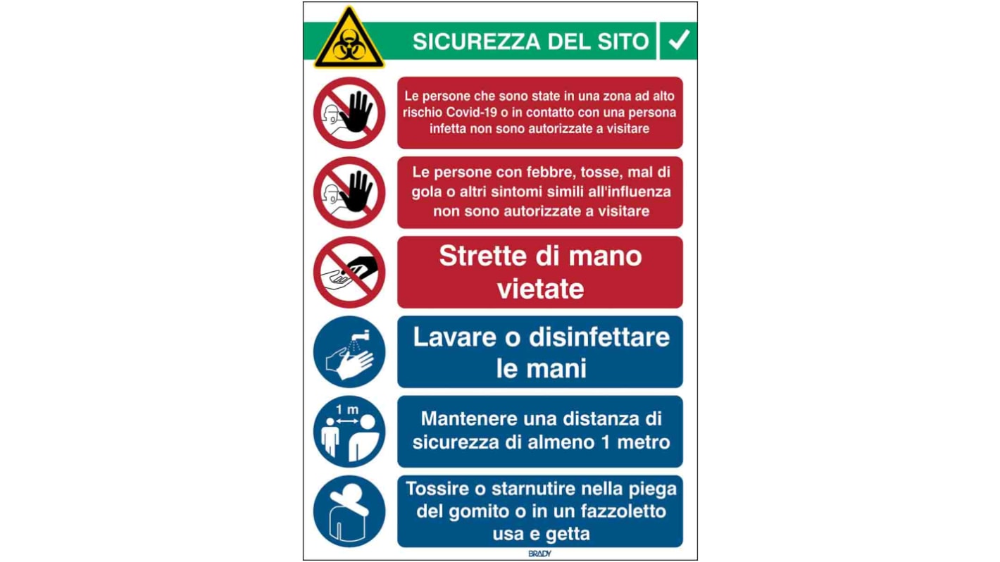 Safety Wall Chart, Polypropylene B-7527, Italian, 371 mm, 262mm