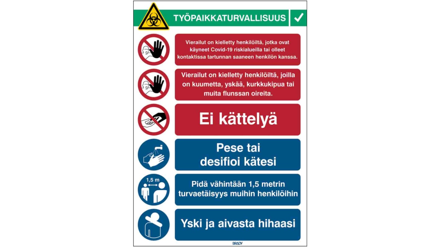 Safety Wall Chart, Polypropylene B-7527 371 mm, 262mm