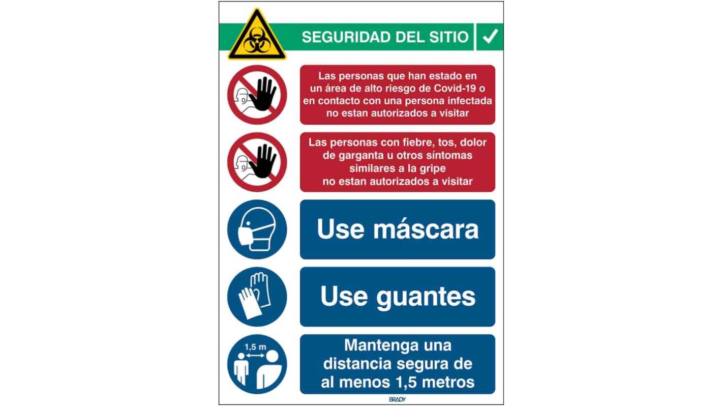 Safety Wall Chart, Polypropylene B-7527, Spanish, 371 mm, 262mm