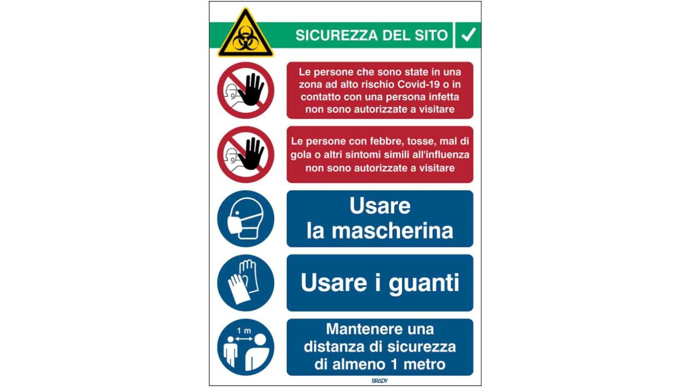 Safety Wall Chart, Polypropylene B-7527, Italian, 371 mm, 262mm