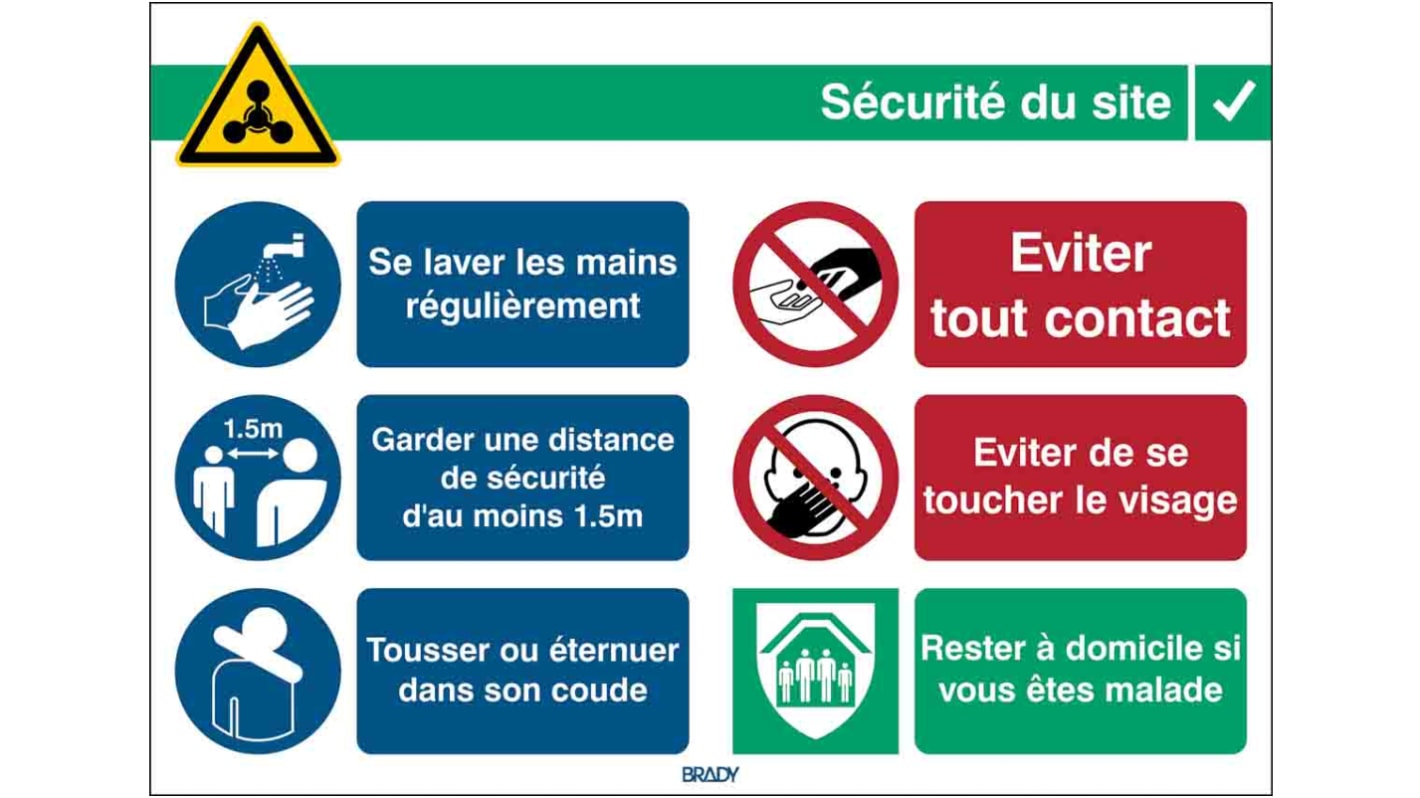 Affiche murale de sécurité Brady, texte en Français, Polypropylène B-7527