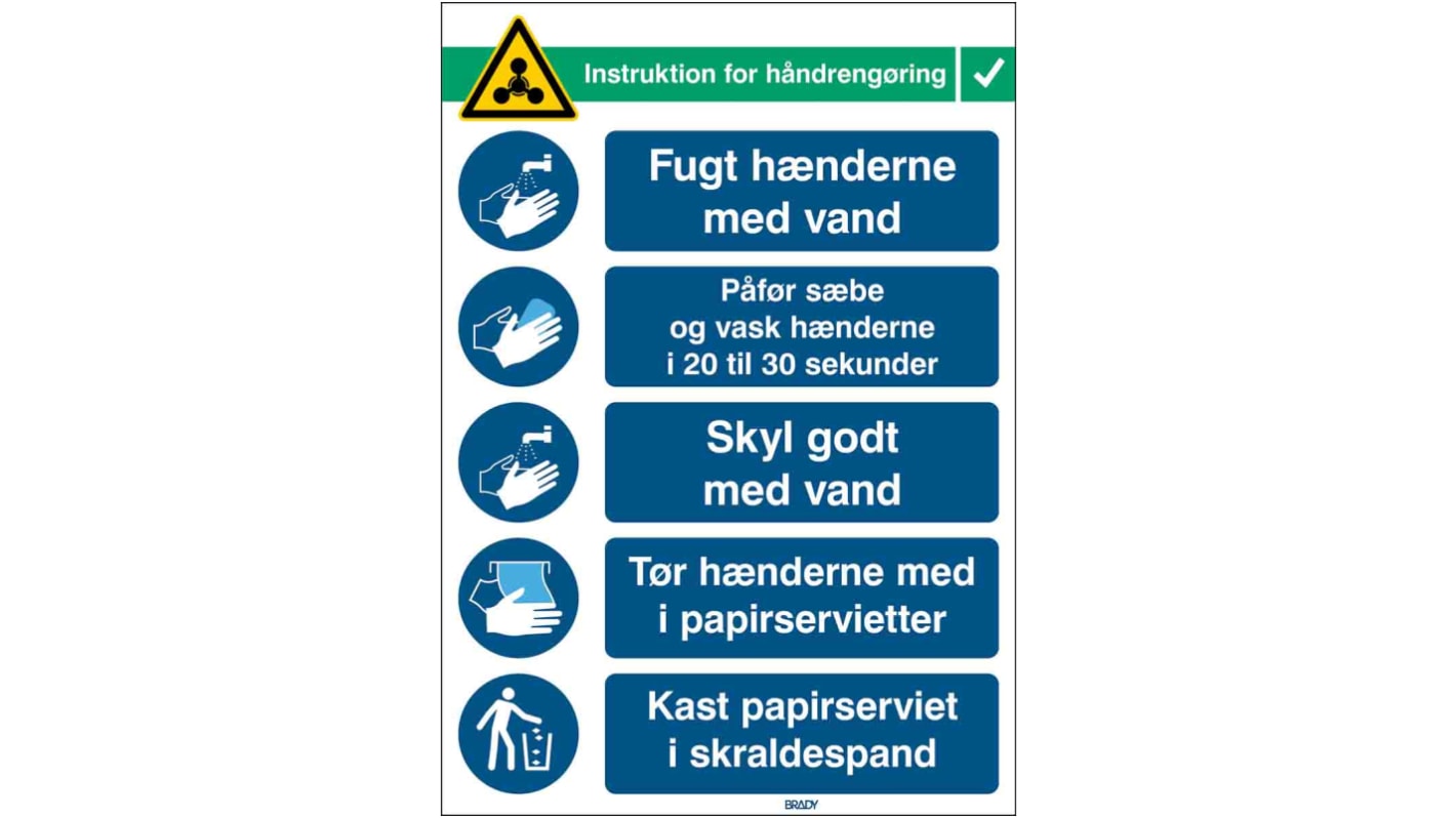 Safety Wall Chart, Polypropylene B-7527, Danish, 371 mm, 262mm