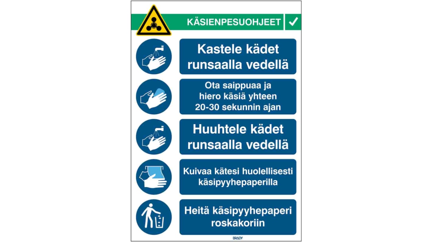 Safety Wall Chart, Polypropylene B-7527 371 mm, 262mm