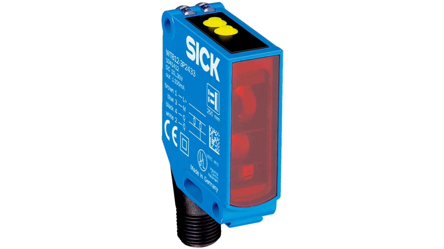 Rs-Online Sensore fotoelettrico Rettangolare SICK a diffusione rilevamento 350 mm uscita PNP