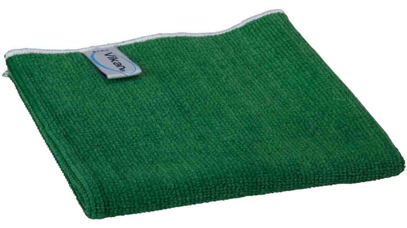 Vikan Basic microfibre cloth Green Microfibre Cloths for General Cleaning, Wet/Dry Use, Box of 5, 320 x 320mm, Repeat