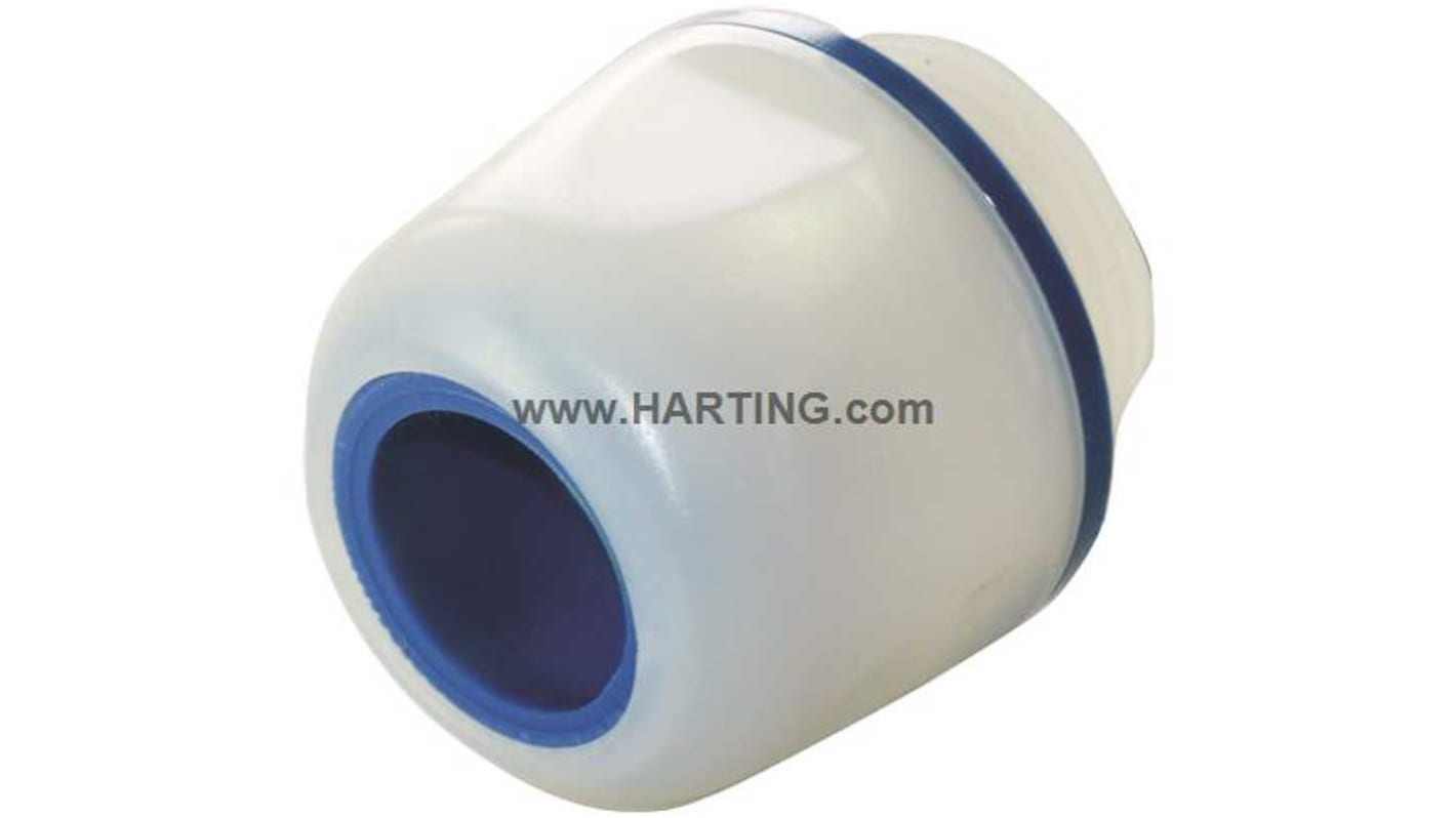 HARTING HAN CGM-P F+B Series White Polyamide Cable Gland, M25 Thread, 13mm Min, 16mm Max, IP67, IP69